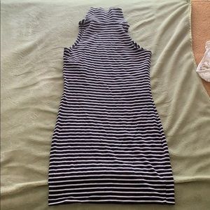 Black sleeveless and striped dress